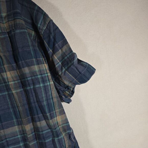 Prana Shirt Mens Size Large All Over Navy Blue Short Sleeve Button Down Outdoor - Picture 10 of 12